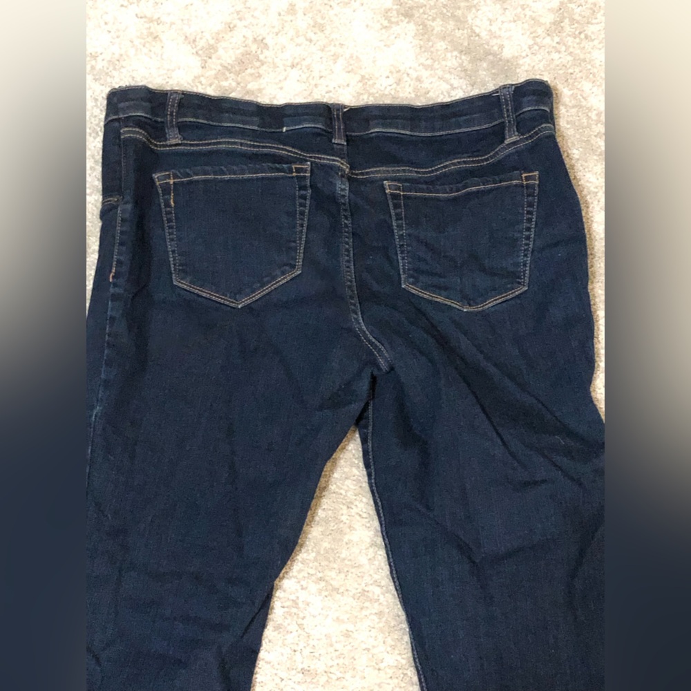 2/$30 Liz Lange Maternity Dark Wash Skinny Jeans Stretch Belly Panel Sz M - Picture 7 of 10